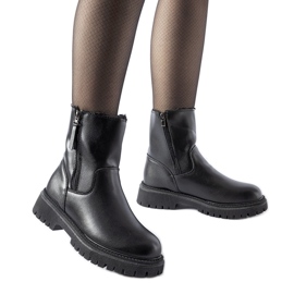 Botas pretas isoladas com dois zíperes Papig preto