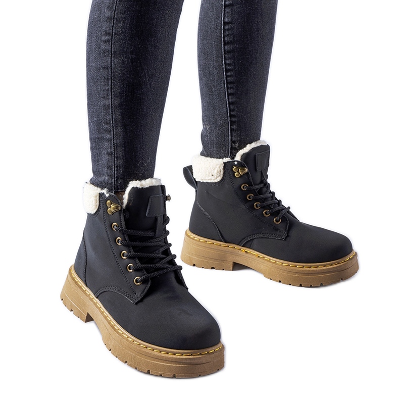 Botas de trabalho pretas com isolamento Burgondi preto