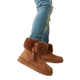 Botas de neve Geradino marrons forradas com pele marrom