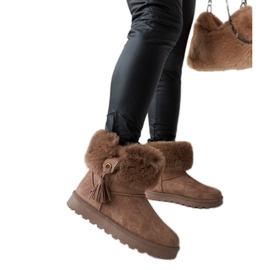 Botas de neve Geradino marrons forradas com pele castanho