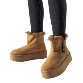 Botas de neve marrons com plataforma de pontos marrom