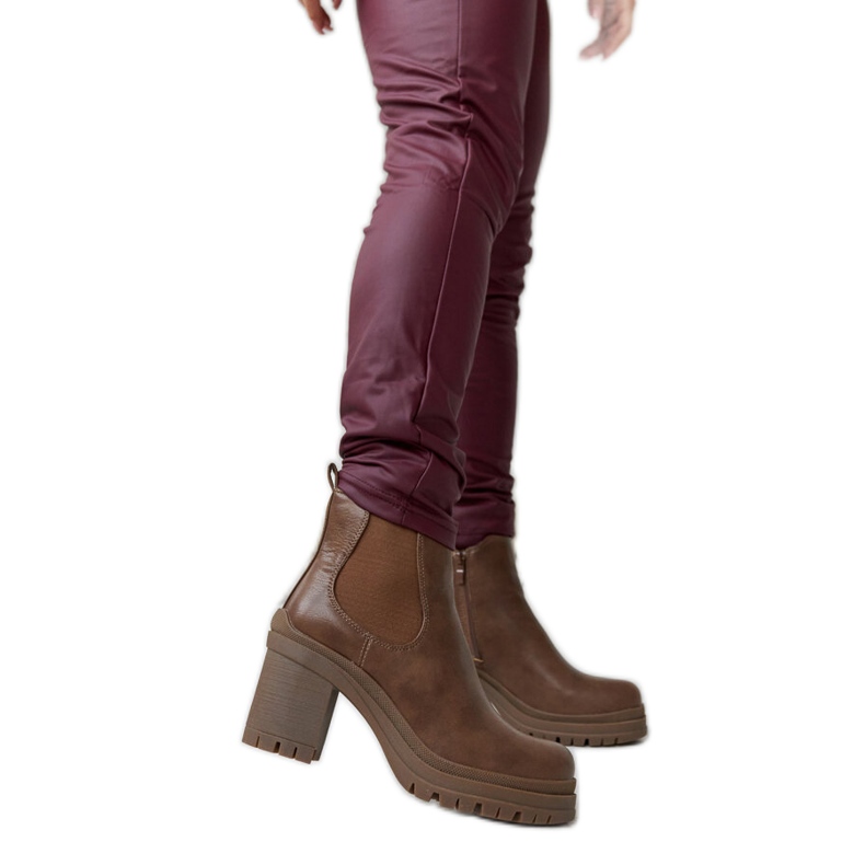 Botins de salto baixo castanho escuro, Layman