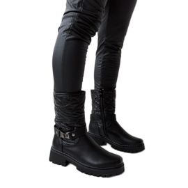 Botins pretos com isolamento e tira decorativa Lido