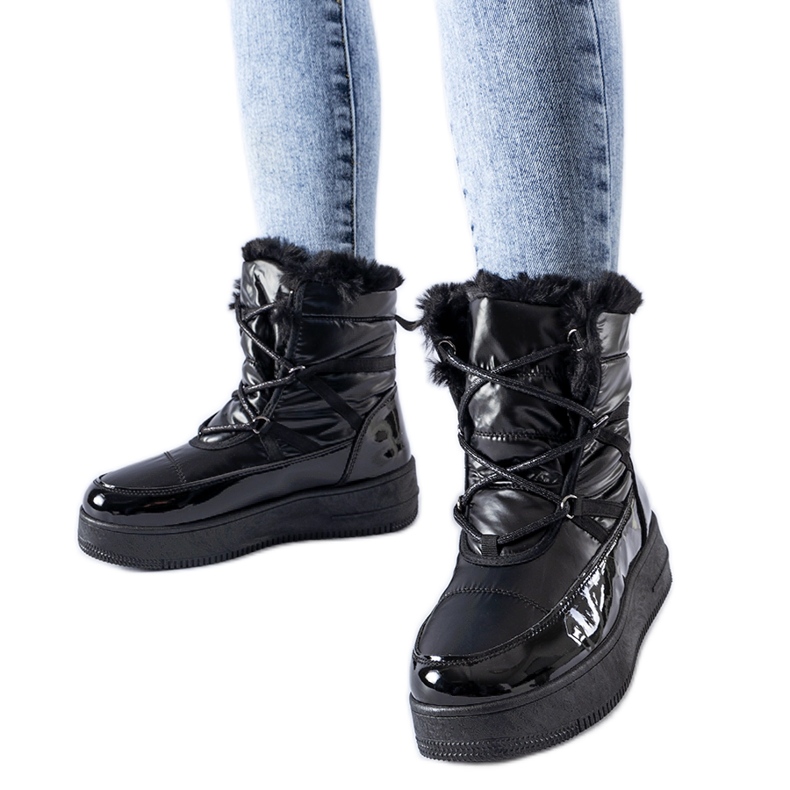 Botas de neve Harold com isolamento preto e patente