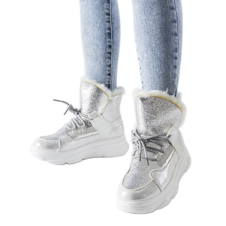 Botas de neve Stringer com isolamento branco e prata