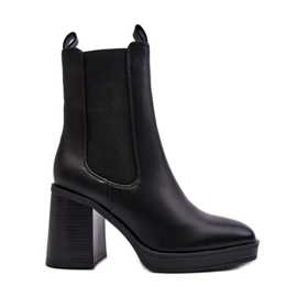 Botas femininas pretas de salto grosso Piovere preto