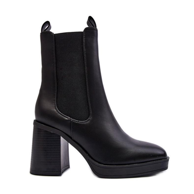 Botas femininas pretas de salto grosso Piovere preto