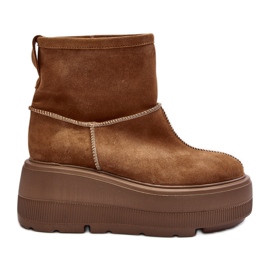 Botas femininas de couro com sola maciça camelo Zazoo 3424 marrom