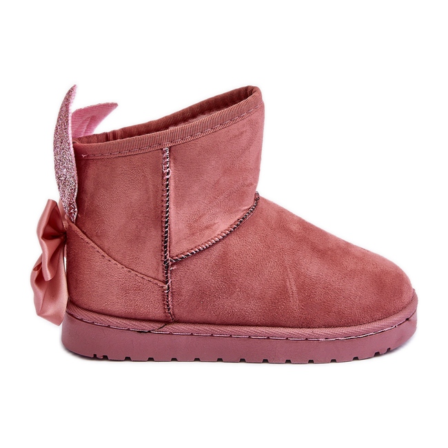 Botas de neve isoladas para meninas com laços, Meriva rosa