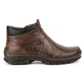 Olivier Botas masculinas de couro de inverno 352MP marrom escuro castanho