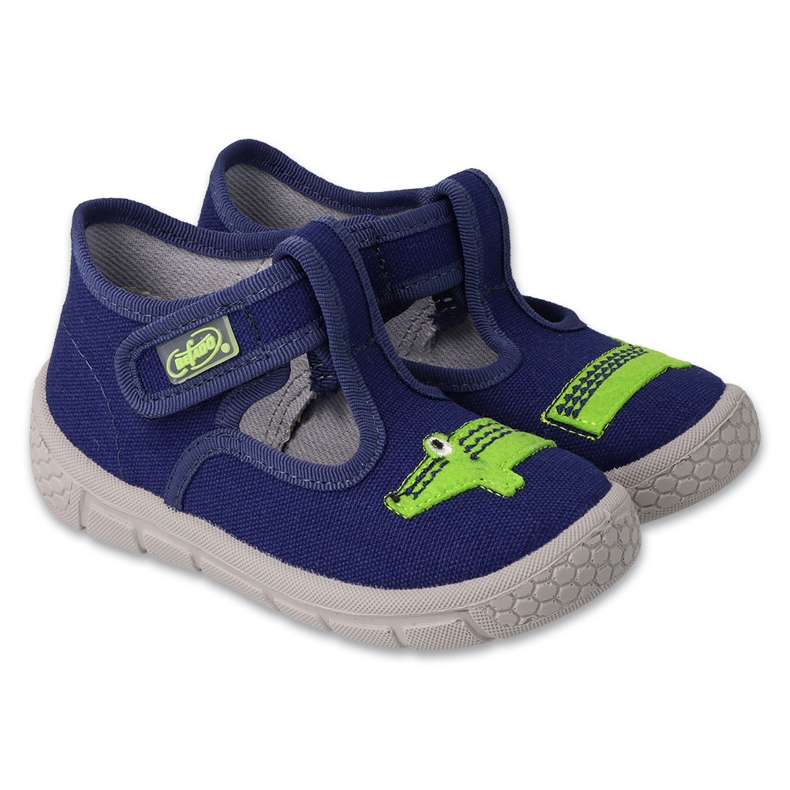 Chinelos infantis Befado com velcro 631P021 azul/verde
