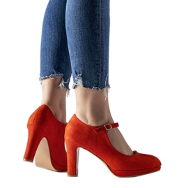 Sapatos laranja de salto alto com fecho Serri Sapatos laranja de salto alto com fecho Serri