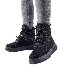 Botas de neve pretas na plataforma Rancourt preto