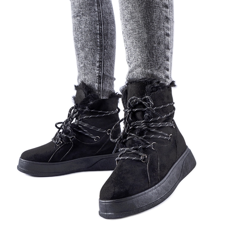 Botas de neve pretas na plataforma Rancourt preto