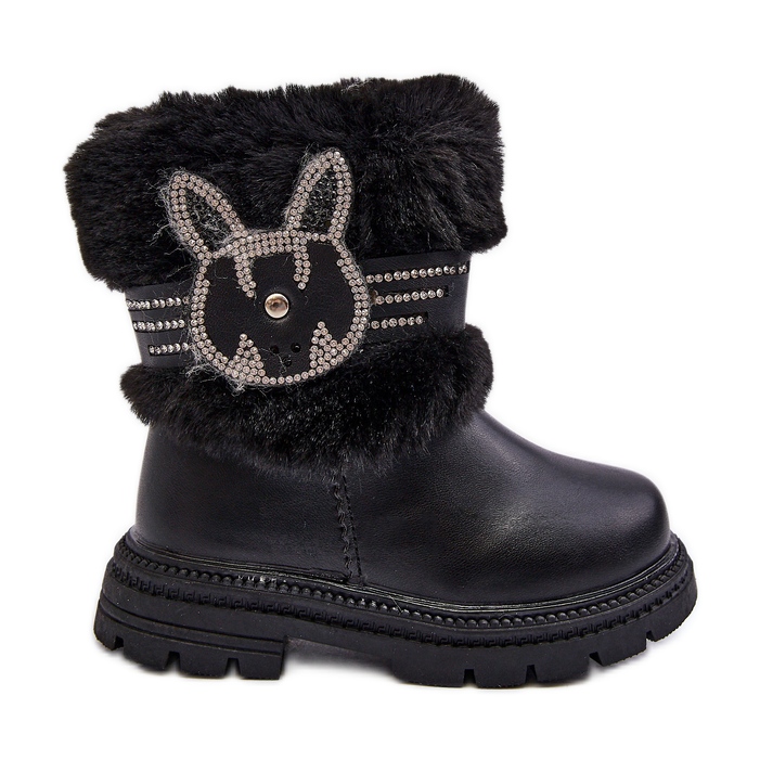 Botas infantis de neve com pelo, Black Lunami preto