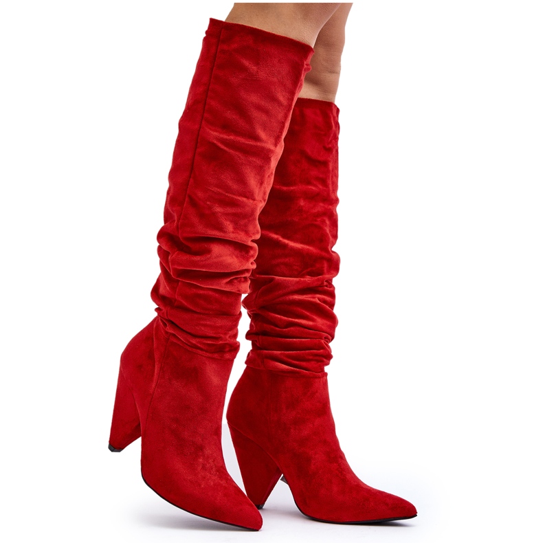 Botas femininas de camurça Lu Boo vermelhas vermelho
