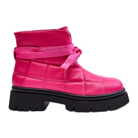 Botins femininos com acolchoado e cadarço rosa Bizzanti Botins femininos com acolchoado e cadarço rosa Bizzanti
