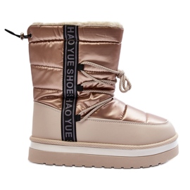Botas de neve femininas com cadarço bege Lilara