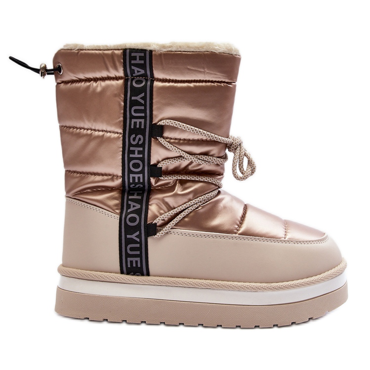 Botas de neve femininas com cadarço bege Lilara
