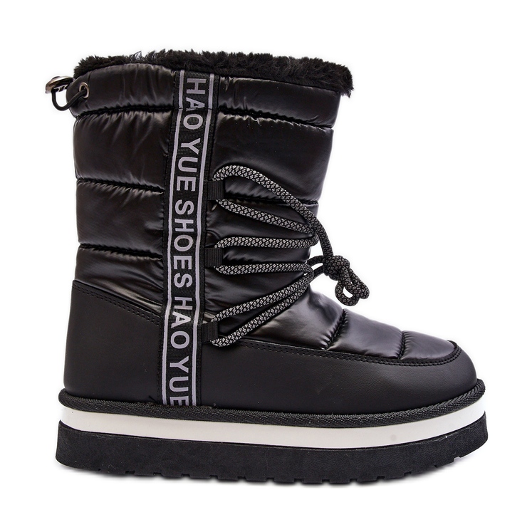 Botas femininas de neve com cadarço pretas Lilara preto