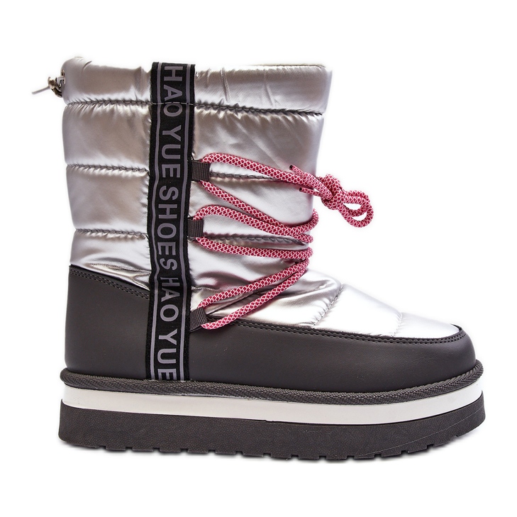Botas de neve femininas com cadarço Lilar prateado prata