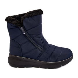 Botas de neve femininas com zíper e pele, Zeuna Azul Marinho
