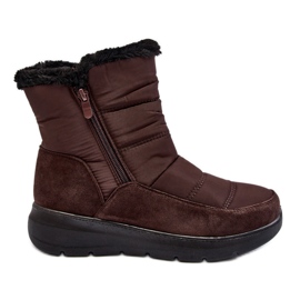Botas de neve femininas com pele marrom Primose castanho