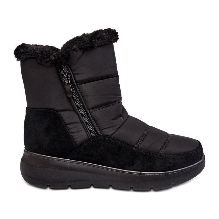 Botas de neve femininas com pele preta Primose preto