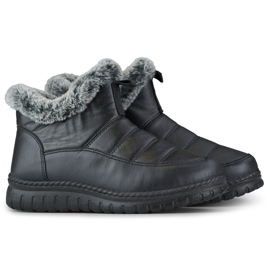 Botas curtas confortáveis ​​para neve, botas de inverno com pele preto