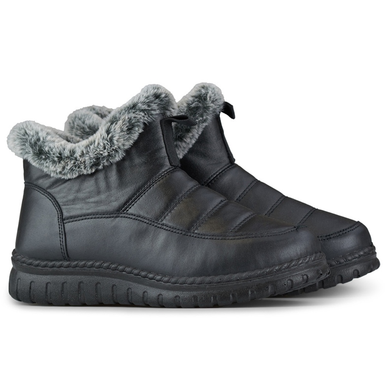 Botas curtas confortáveis ​​para neve, botas de inverno com pele preto