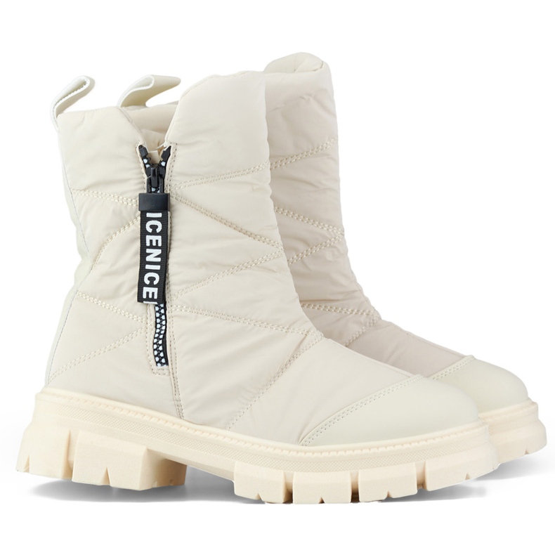 Botas femininas de cano alto bege para neve