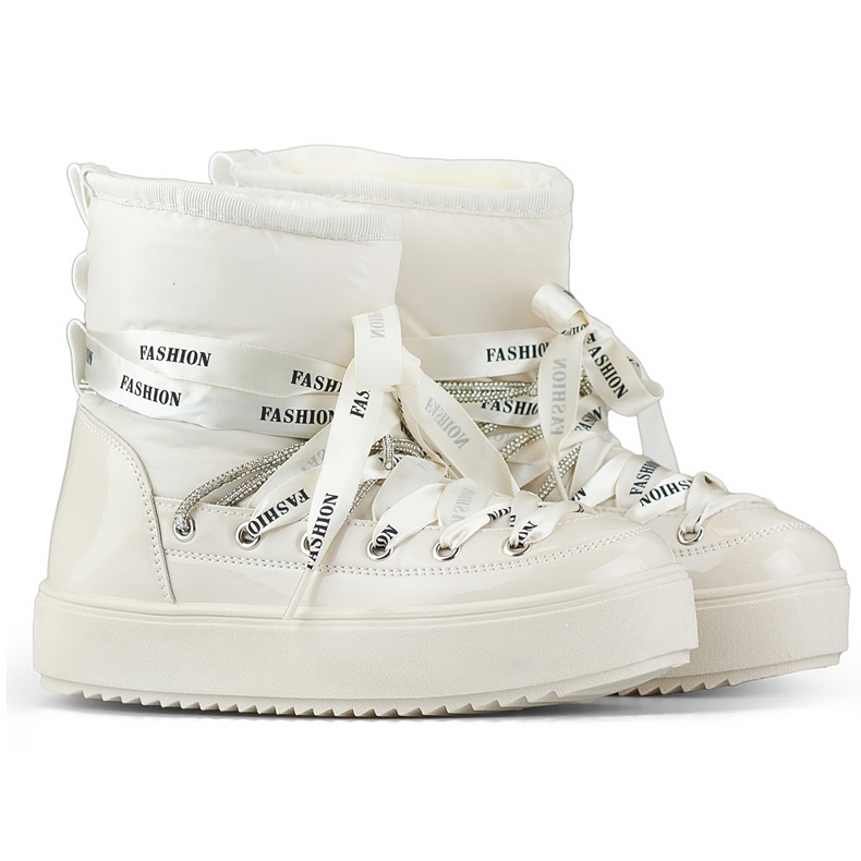 Botas de neve decorativas femininas, sapatos de inverno bege