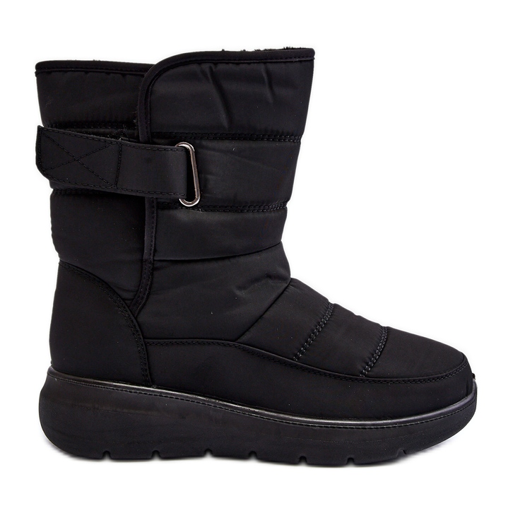 Botas de neve femininas com isolamento de velcro pretas Jawora preto Botas de neve femininas com isolamento de velcro pretas Jawora preto