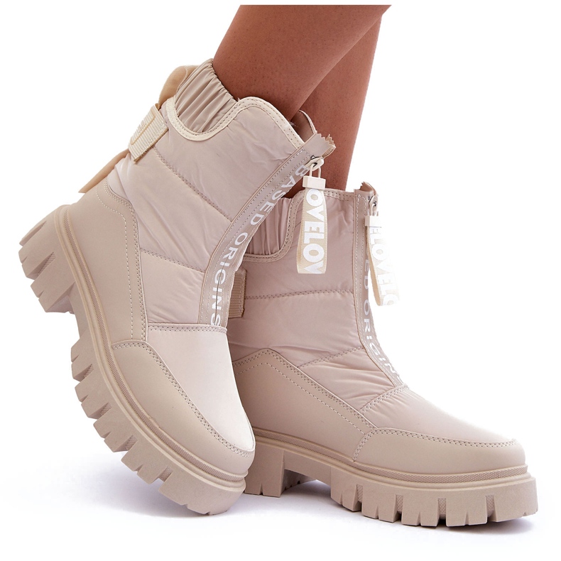 NEWS Botas femininas de neve com isolamento alto bege Freoc