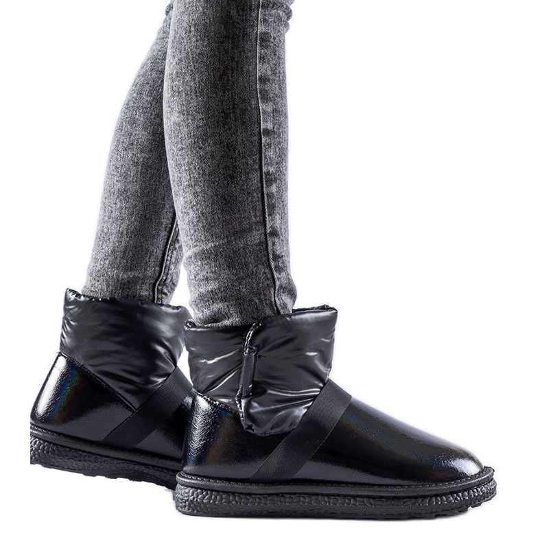 Botas de neve curtas Delaune pretas brilhantes preto