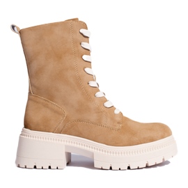 W. Potocki Botins camel com cadarço Potocki marrom