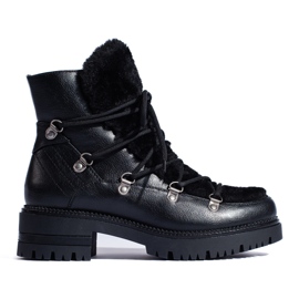 W. Potocki Botas de neve para mulher negra com pelo Potocki preto
