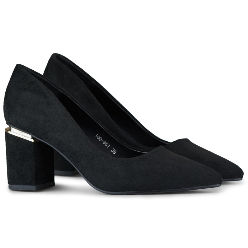 Sapatos de salto alto em camurça negra para mulher preto