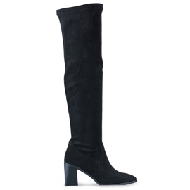Botas femininas de salto alto acima do joelho preto