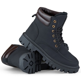Botas femininas de cano alto com isolamento, botas pretas com cordões preto