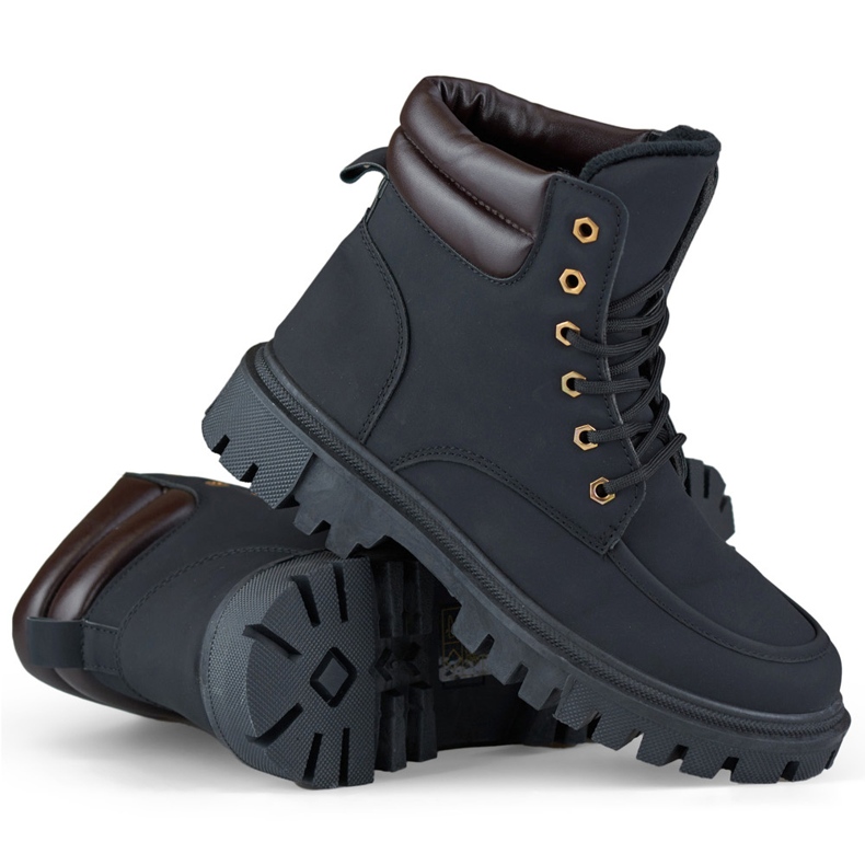 Botas femininas de cano alto com isolamento, botas pretas com cordões preto