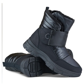 Botas de neve pretas com velcro, botas isoladas para o inverno preto