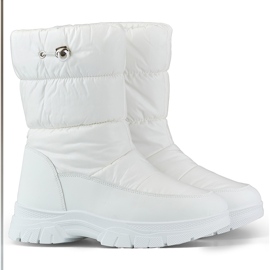 Botas femininas de alto inverno com punho, botas brancas para neve branco