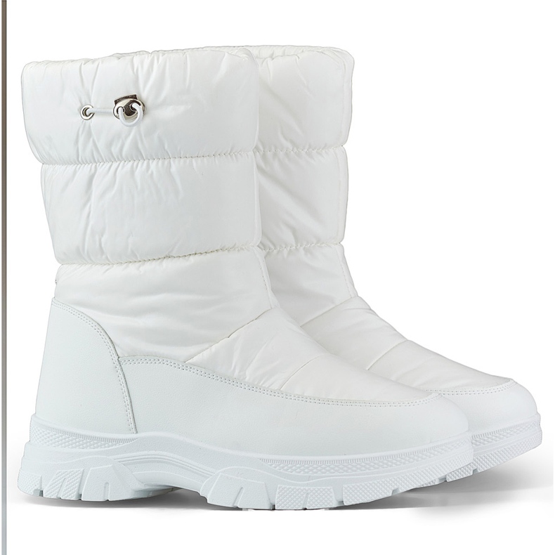 Botas femininas de alto inverno com punho, botas brancas para neve branco