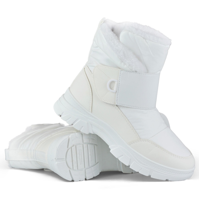 Botas de neve brancas com velcro, botas isoladas para o inverno branco