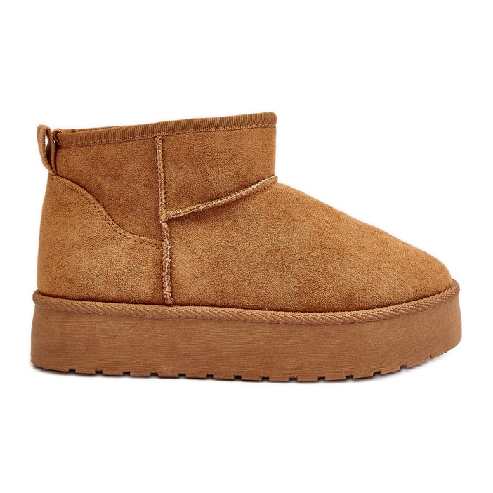Botas femininas de neve com plataforma baixa Camel Kallins castanho