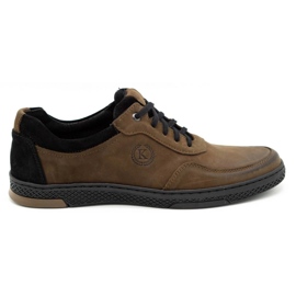 KOMODO Sapatos casuais masculinos de couro 918K marrom castanho