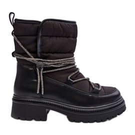 Botas de neve femininas com laço decorativo preto Rilana preto