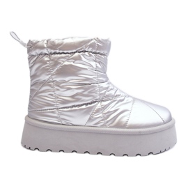 Botas de neve femininas Silver Fionia em uma plataforma enorme prata