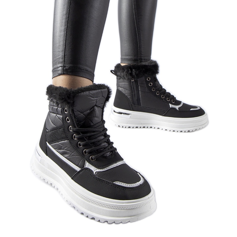 Botas de neve esportivas Trieste pretas com pele preto